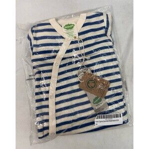 Parade size 0-3M organic blue & cream striped kimono sleep gown nwt